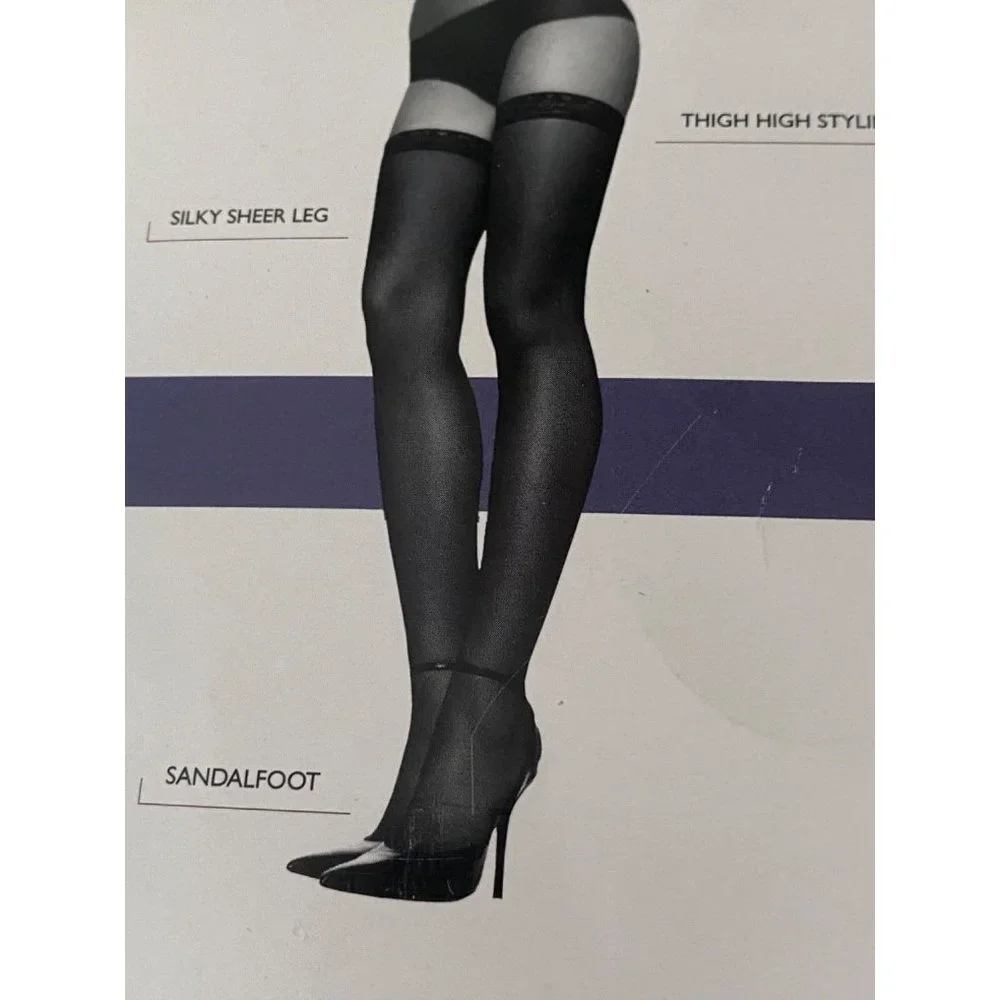 Hanes Silk Reflections Silky Sheer‎ Thigh Highs Sandalfoot Size AB Little Color